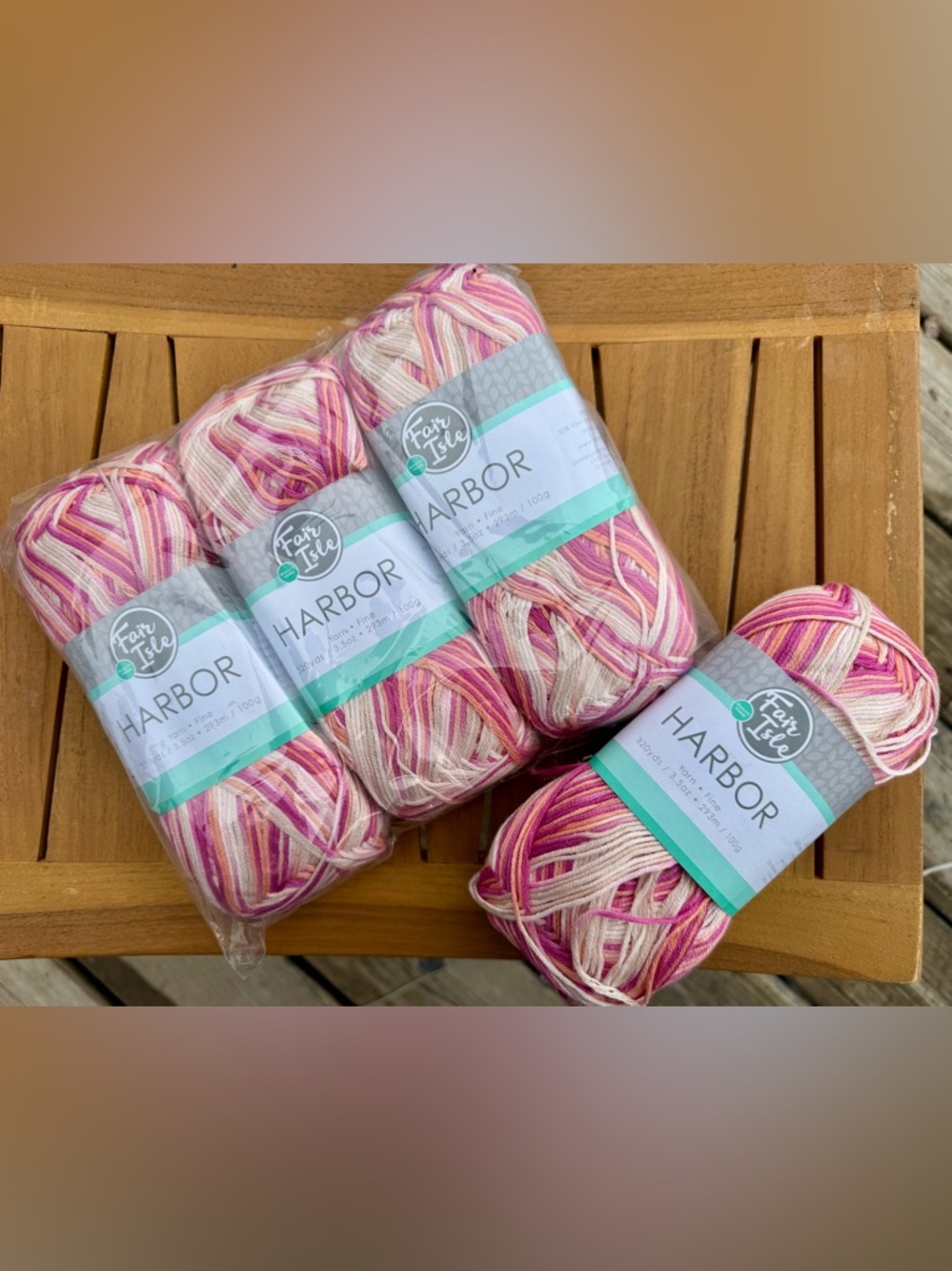 Harbor Multicolor Pink Cream Yarn - Soft Cotton Blend
